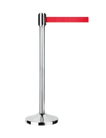 afzetpaal Alco incl.afzetlint paal chroom 100cm, voet 32cm