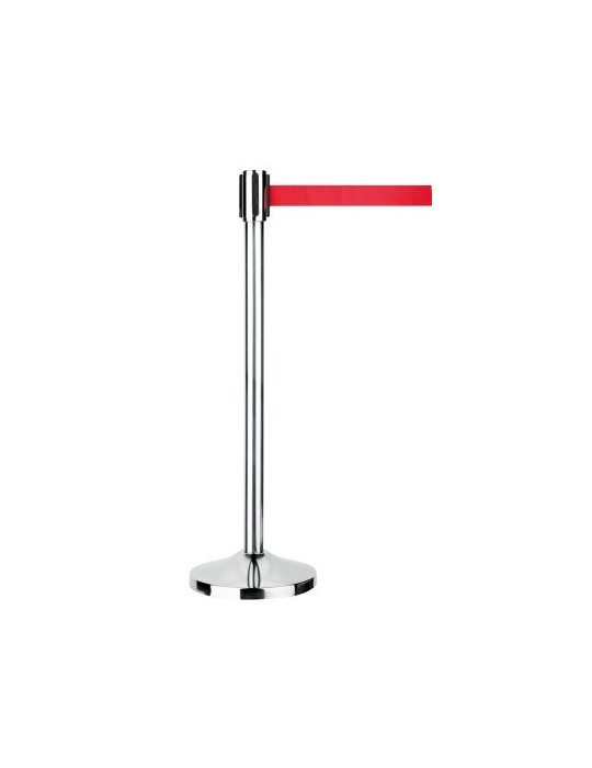 Potelet de délimitation Alco avec sangle chromé, 100 cm, pied 32 cm.