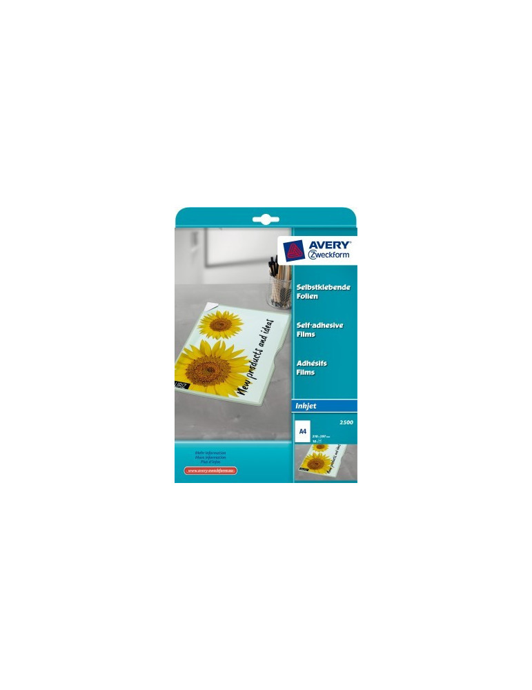 Inkjetfolie Avery A4 170micron transp.zelfklevend doos 10 vel