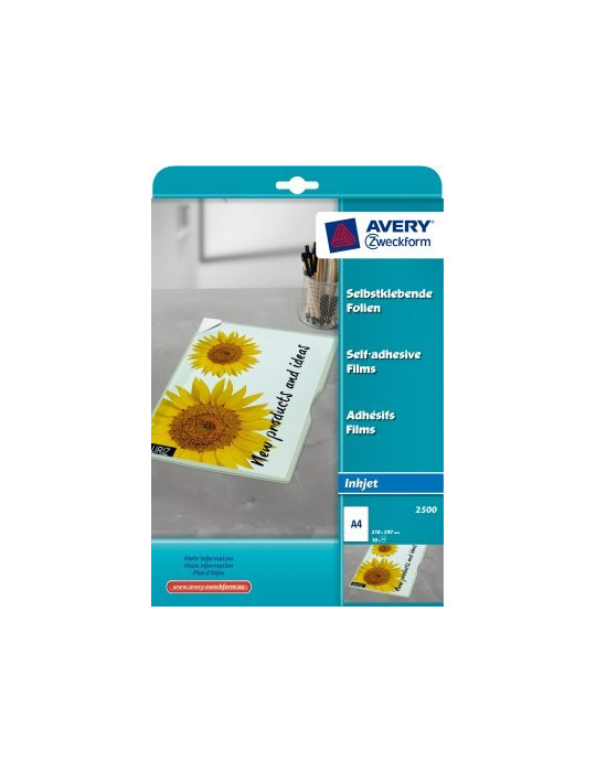 Inkjetfolie Avery A4 170micron transp.zelfklevend doos 10 vel
