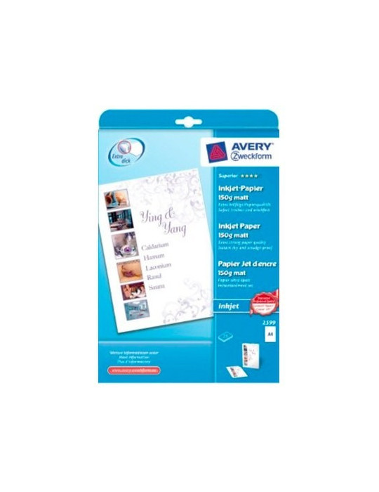 inkjetpapier Avery A4 150gr wit mat doos a 25 vel
