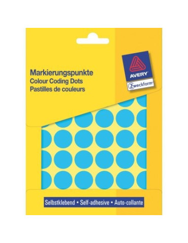 Etiket Zweckform 18mm rond blister 22 vel a 48 et. blauw