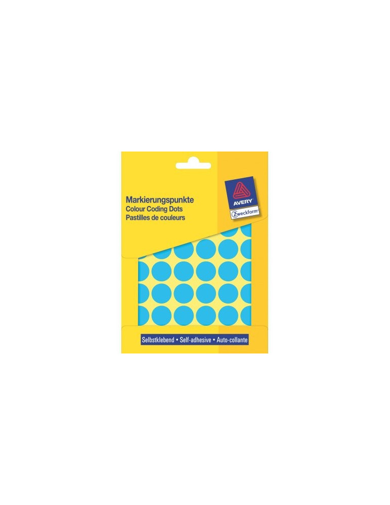 Etiket Zweckform 18mm rond blister 22 vel a 48 et. blauw