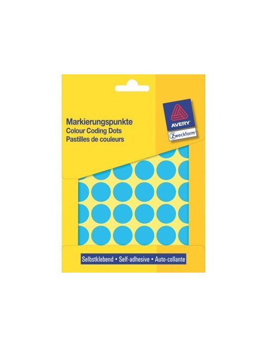 Etiket Zweckform 18mm rond blister 22 vel a 48 et. blauw