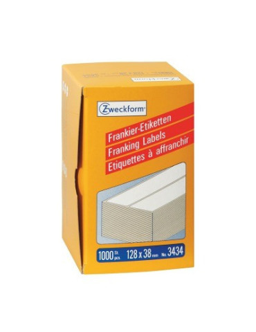 Frankeeretiket Zweckform wit 128x38mm 2 et. per vel 500 vel