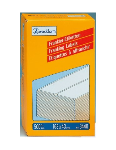 frankeeretiket Zweckform wit 163x43mm 2 etiketten per vel 250 vel