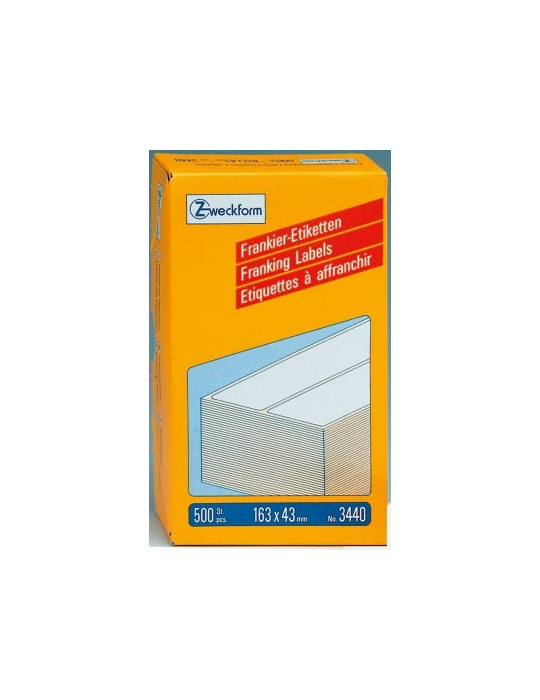 frankeeretiket Zweckform wit 163x43mm 2 etiketten per vel 250 vel