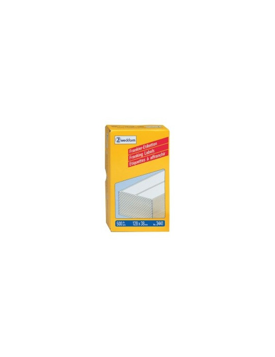 *Frankeeretiket Zweckform wit 128x38mm 2 et. per vel 250 vel