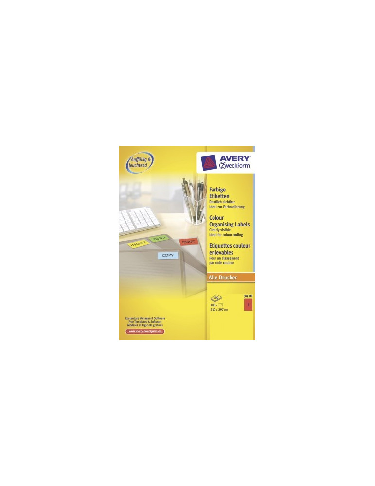 Etiket Avery ILK 210x297mm doos 100 vel 1 et. per vel rood
