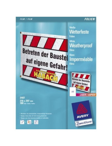 *Watervaste folie Zweckform A4 130 micron doos 100 vel