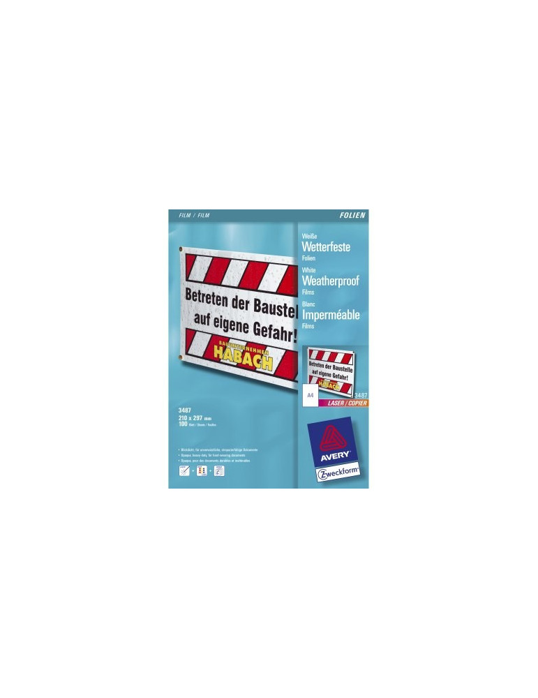 *Watervaste folie Zweckform A4 130 micron doos 100 vel
