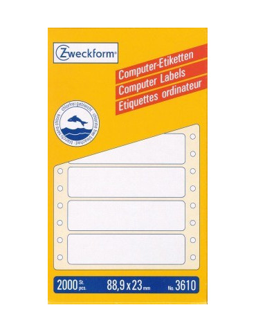 comp.etiket Zweckform 1-baans 88,9x23mm 2000 etiketten