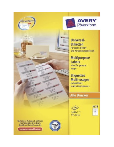 Etiket Avery ILK 97x37mm wit doos 100 vel 14 et. per vel