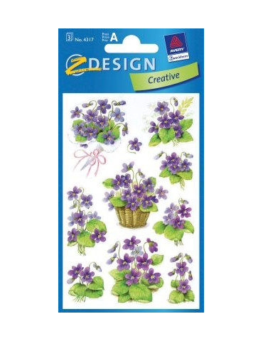 Étiquette en papier Z-design Creative 3 feuilles violettes
