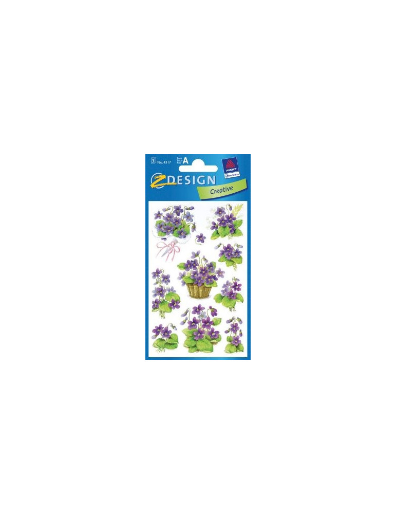 Étiquette en papier Z-design Creative 3 feuilles violettes