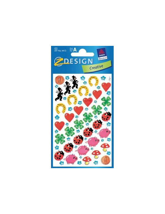 Étiquette en papier Z-design 3 feuilles amulettes