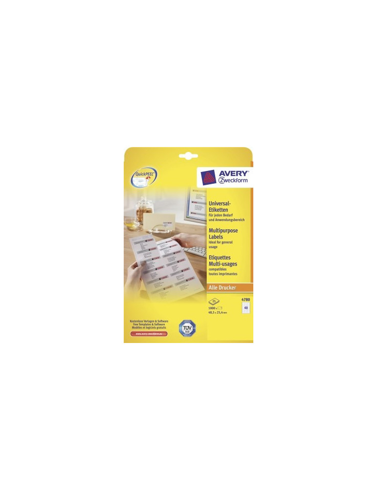 Etiquettes Avery ILC 48,5x25,4mm blanches 25 flles + 5 flle gratuit 40