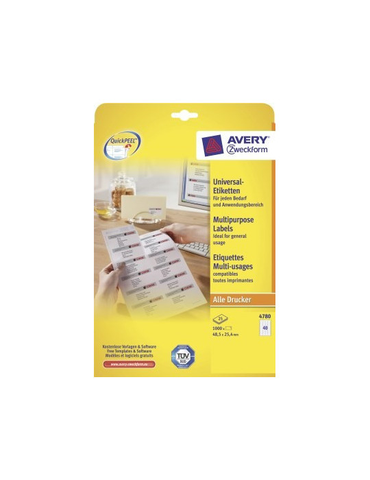 etiket Avery ILK 48,5x25,4mm 25 vel + 5 vel extra 40 etiketten per vel