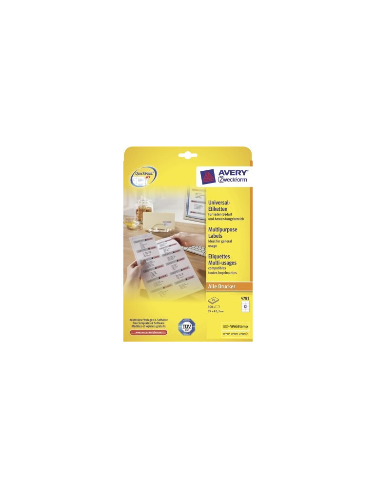 Etiquettes Avery ILC 97x42,3mm blanches 25 flles + 5flles gratuit 12et