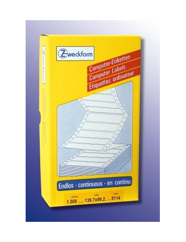 computertiket Zweckform 139,7x99,2 wit 1-baans 1500 etiketten