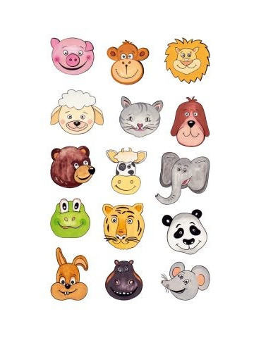 Étiquette 3D Z-design Kids 1 feuille tête d'animal