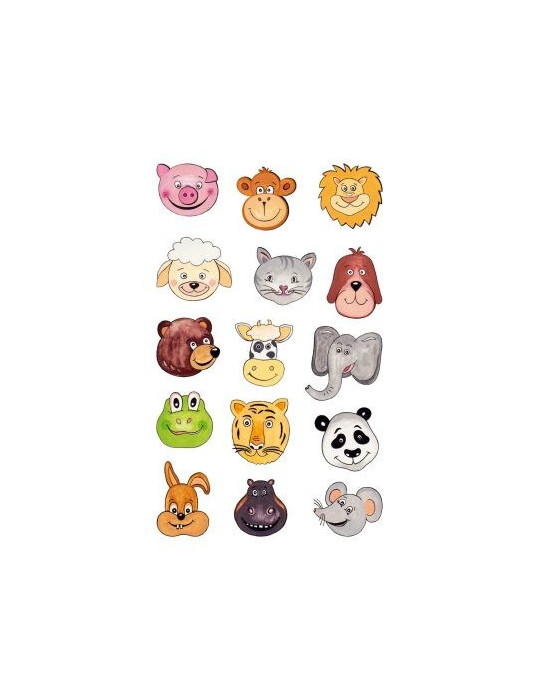 Étiquette 3D Z-design Kids 1 feuille tête d'animal