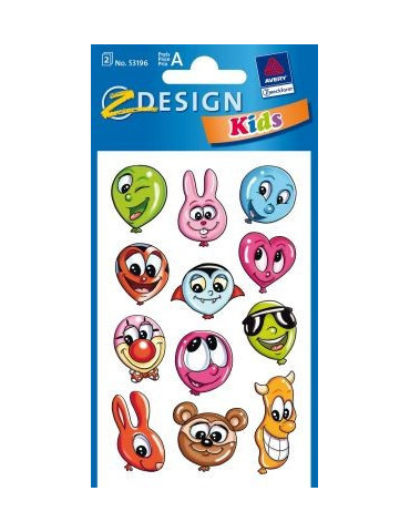 papieretiket Z-design Kids pakje a 2 vel ballongezichtjes