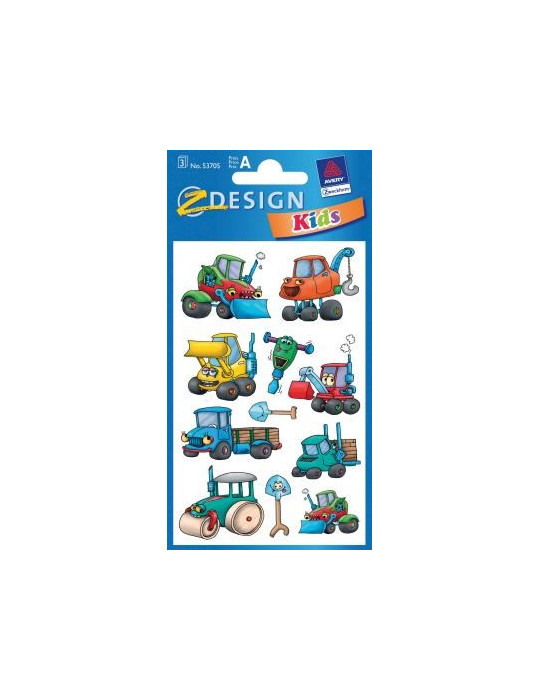 papieretiket Z-design Kids pakje a 3 vel bouwmachines