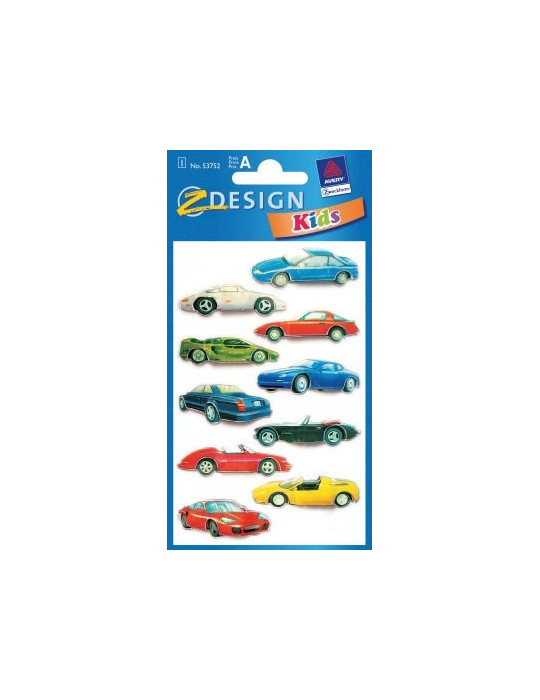 Étiquette 3D Z-design Kids 1 feuille voitures de sport
