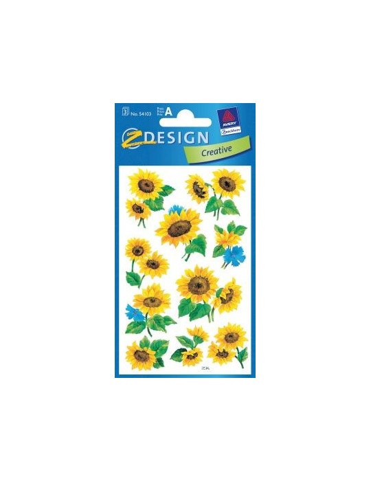 Papieretiket Z-design Crea- tive pakje a 3 vel zonnebloemen