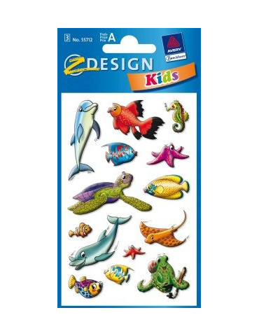 papieretiket Z-design Kids pakje a 3 vel vissen en dolfijnen