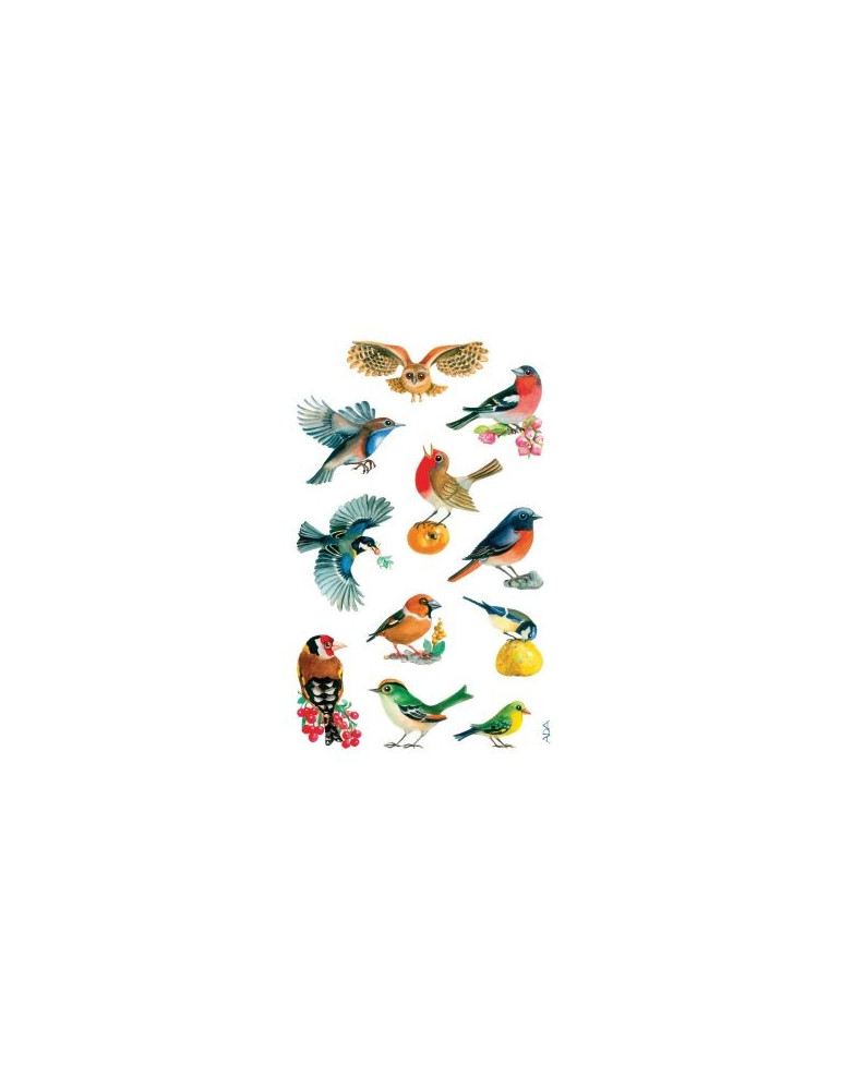 Étiquette en papier Z-design 3 feuilles oiseaux