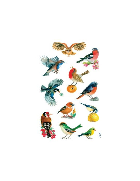Étiquette en papier Z-design 3 feuilles oiseaux