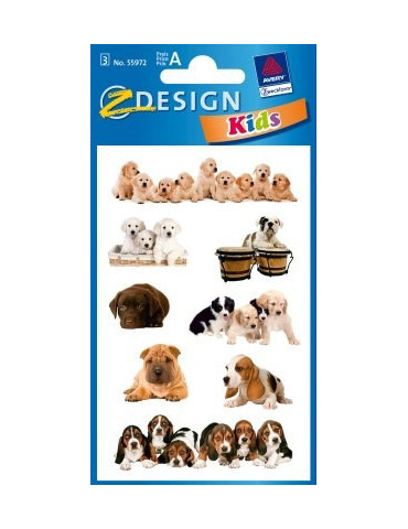 Étiquette en papier Z-design 3 feuilles chiens