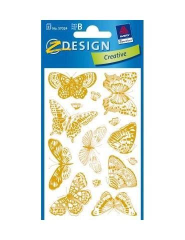 Étiquette en papier Z-design Creative 2 feuilles papillons doré
