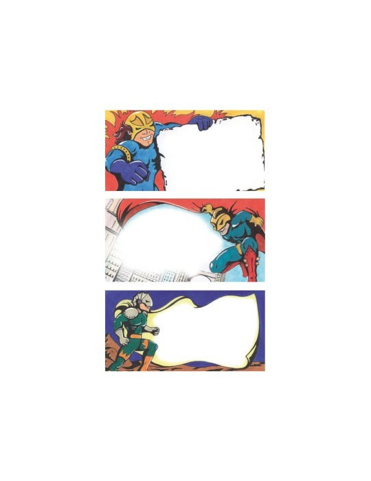 Étiquette scolaire Z-design 3 feuilles super-héros