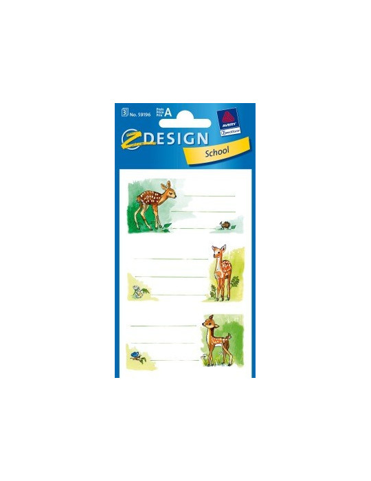 Étiquette scolaire Z-design 3 feuilles bambi