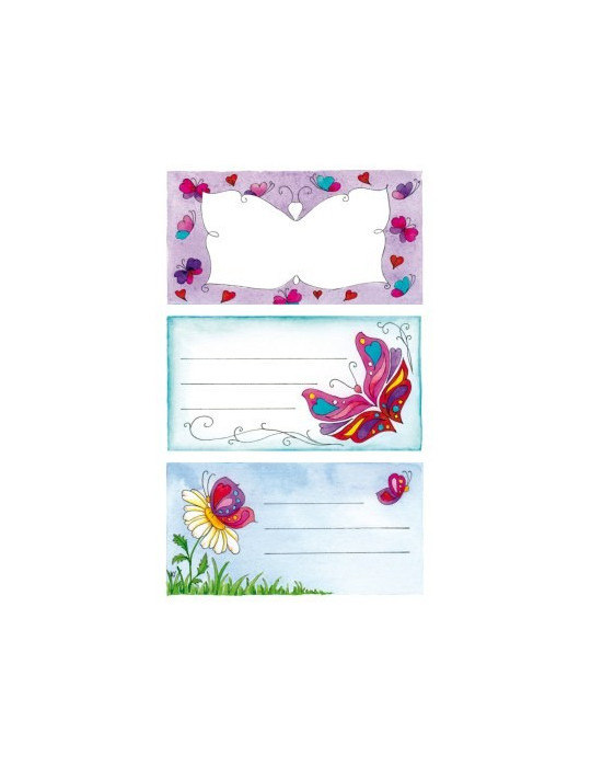 Étiquette scolaire Z-design 2 feuilles papillons