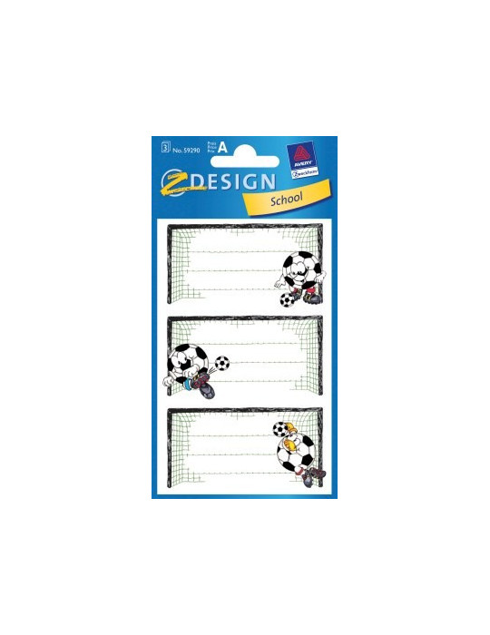 Étiquette scolaire Z-design 3 feuilles football