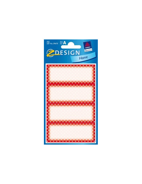huishoudetiket Z-design Home pakje a 3 vel kader rood-wit