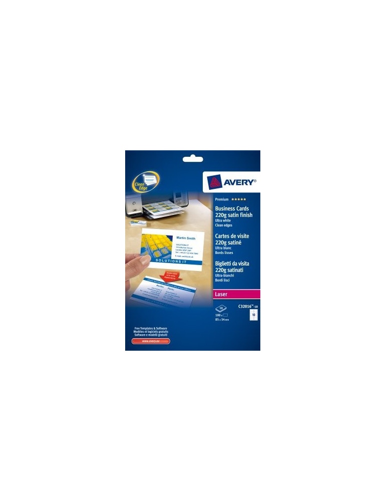 Cartes de visite Quick&Clean &trade 85x54mm 220gr 10 flles