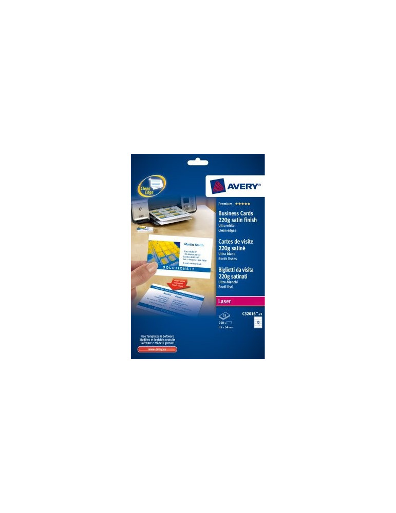 Cartes de visite Quick&Clean &trade 85x54mm 220gr 25 flles