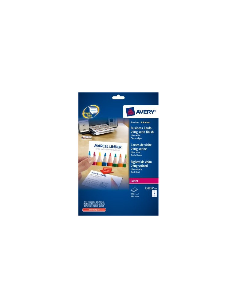 Cartes de visite Quick&Clean &trade 85x54mm 270gr 25 flles