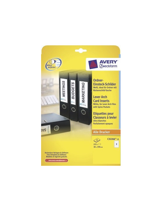Ordnerruget. Avery 190x30mm doos 25 vel 9 et. per vel