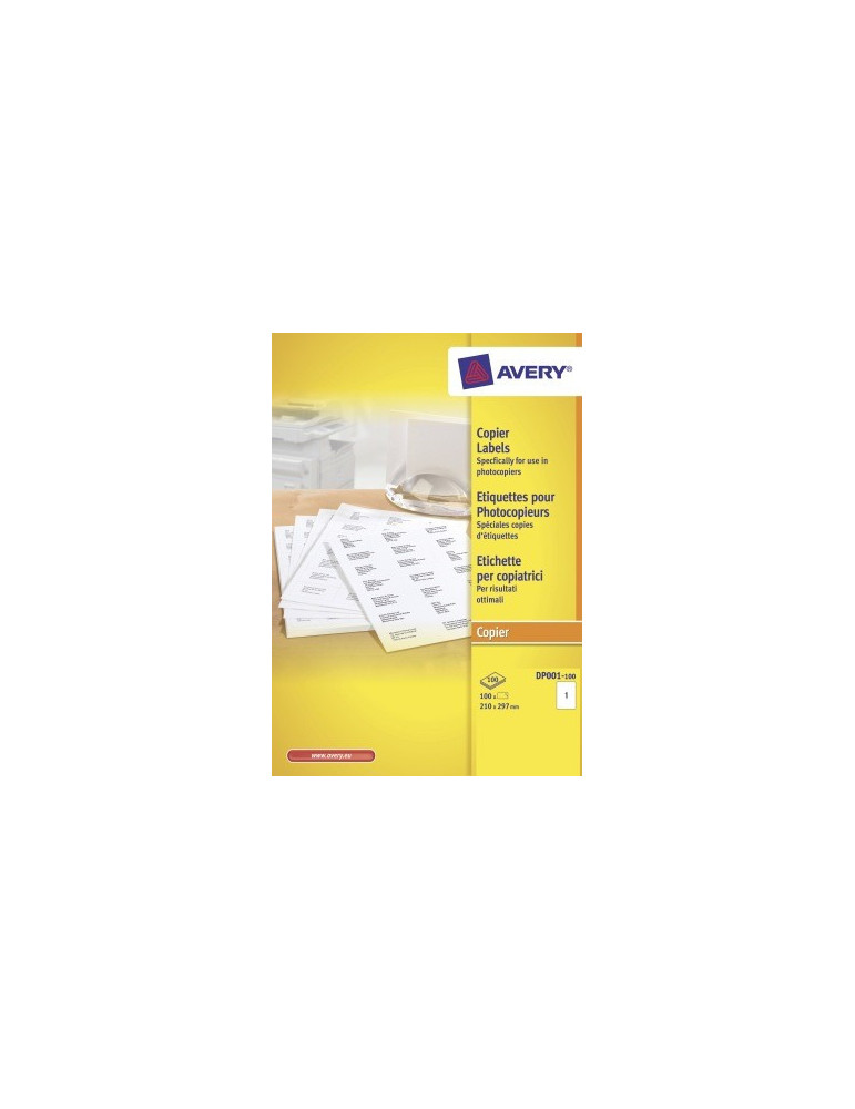 *Kopieeretiket Avery 210x297mm wit doos 100 vel 1 et per vel