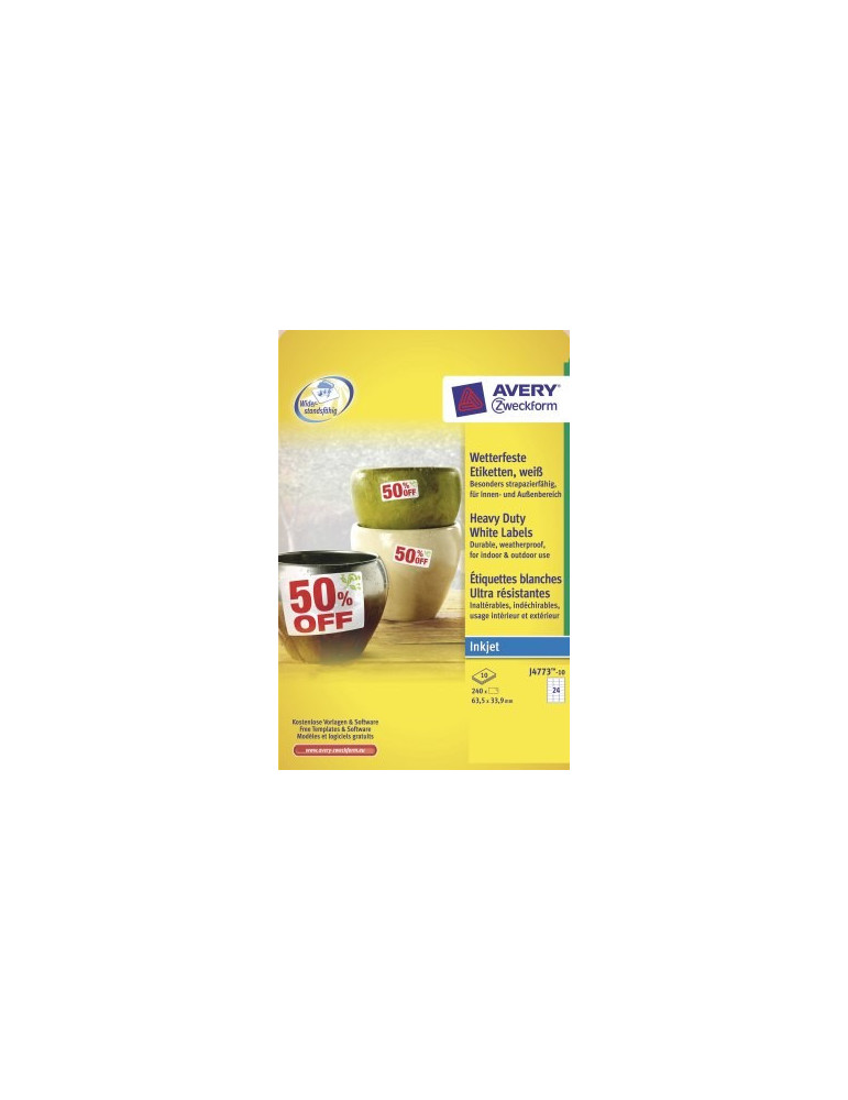 *Weerbest. etiket Avery 63,5x 33,9mm doos 10 vel 24 et. per vel