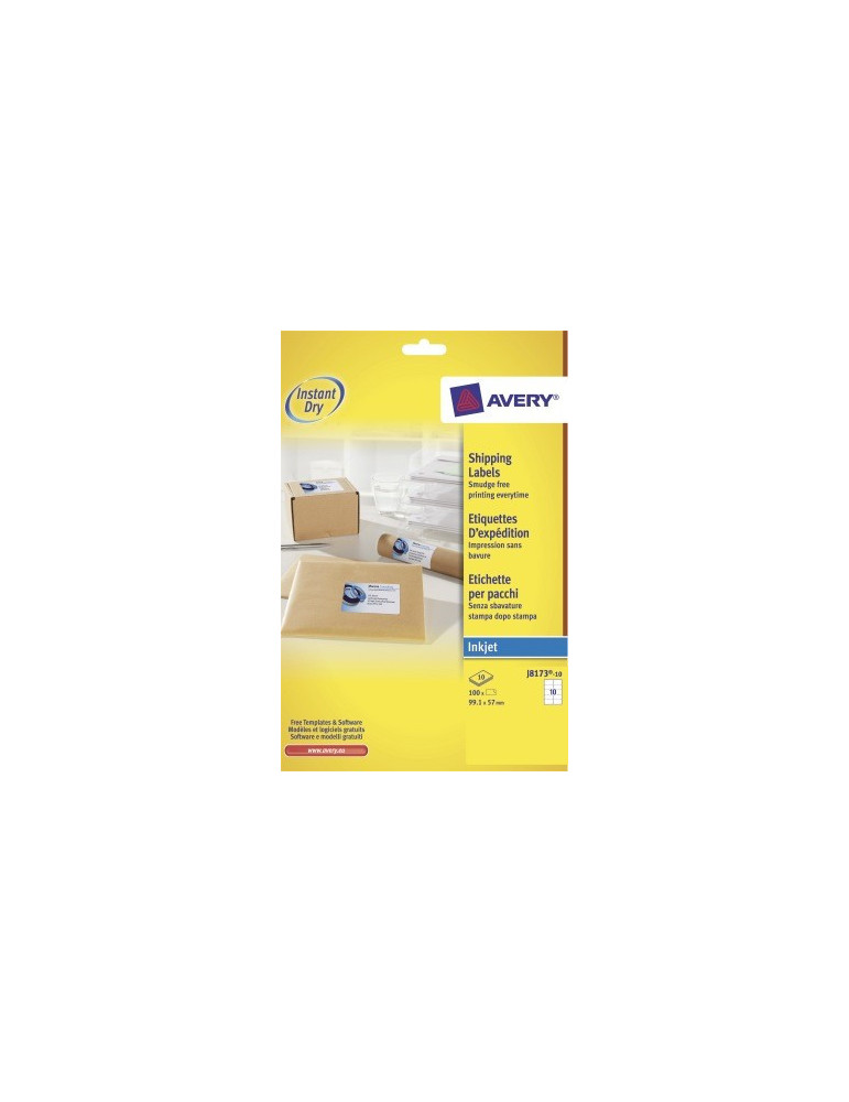 inkjetetiket Avery 99,1x57mm wit 10 vel 10 etiketten per vel