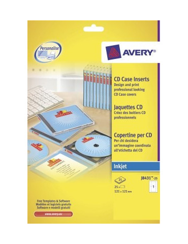 CD-inlegkaarten Avery 121x242mm wit 25 vel 1 kaart per vel