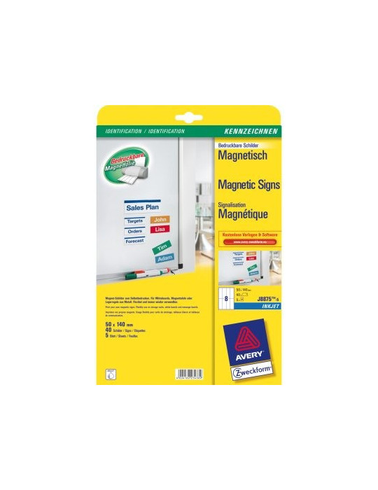 Magnets imprimables, Avery 50 x 140 mm 5 flles 8et. par flle