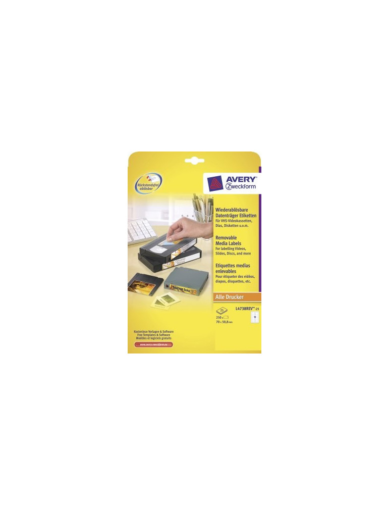 Etiquette ILC Avery 70x50,8mm blanche NP 25 feuilles 10 et. par feuill
